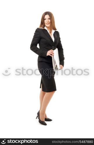 picture of happy successful businesswoman with folders