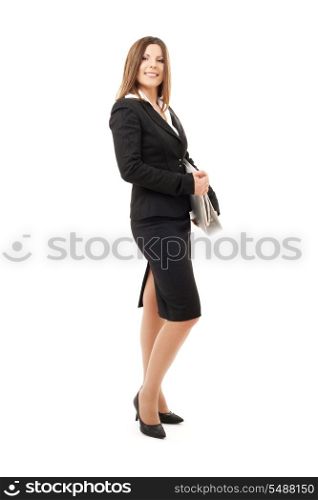 picture of happy successful businesswoman with folders