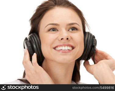 picture of happy teenage girl in big headphones