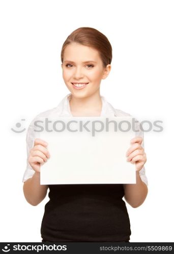 picture of happy teenage girl with blank board