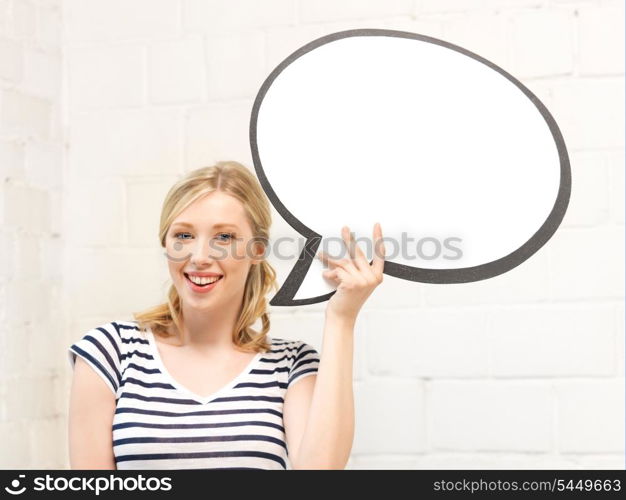 picture of happy teenage girl with blank text bubble
