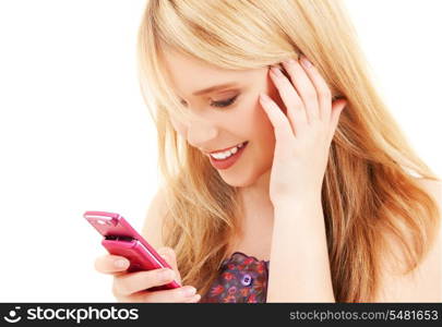 picture of happy teenage girl with cell phone