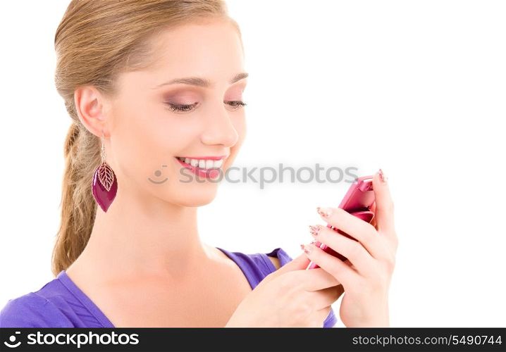 picture of happy teenage girl with cell phone