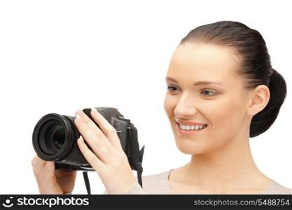 picture of happy teenage girl with digital camera