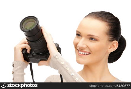 picture of happy teenage girl with digital camera