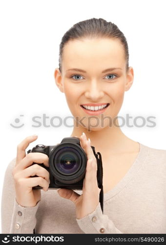 picture of happy teenage girl with digital camera