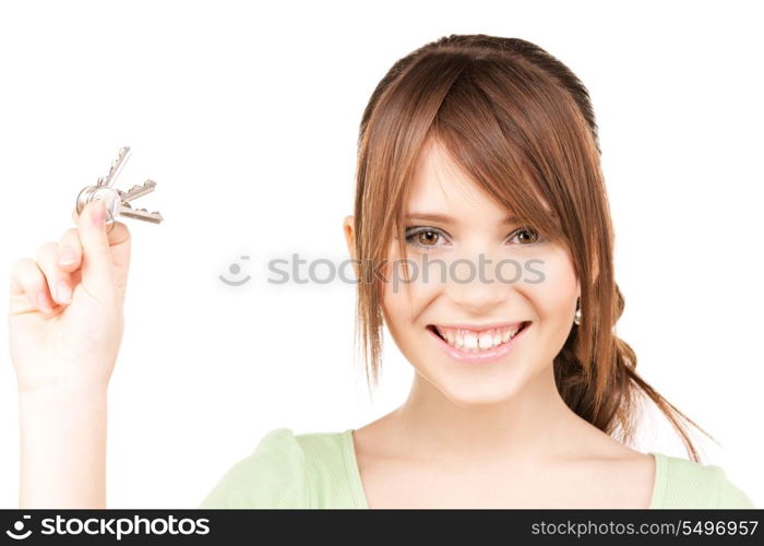picture of happy teenage girl with keys