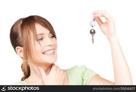 picture of happy teenage girl with keys