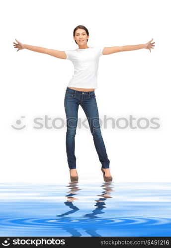 picture of happy teenage girl with water