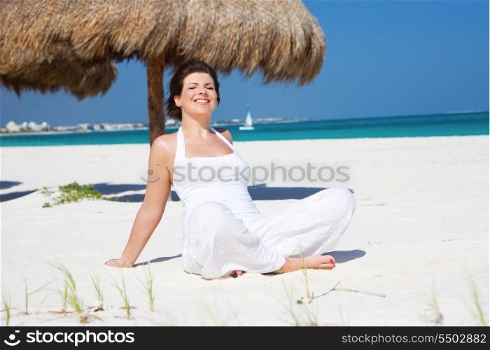 picture of happy woman on the beach