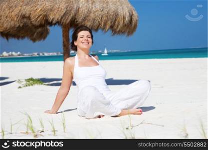 picture of happy woman on the beach