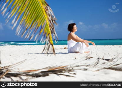 picture of happy woman on the beach