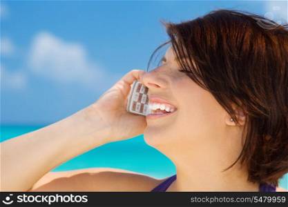 picture of happy woman with cell phone