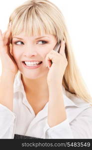 picture of happy woman with cell phone