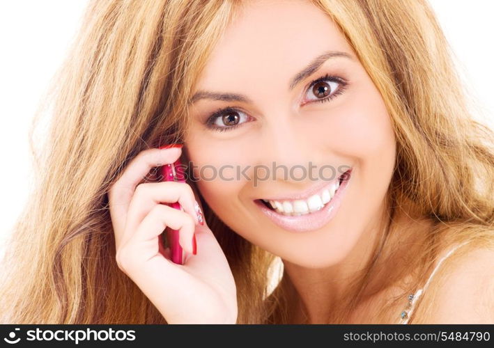 picture of happy woman with cell phone