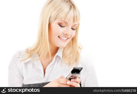 picture of happy woman with cell phone