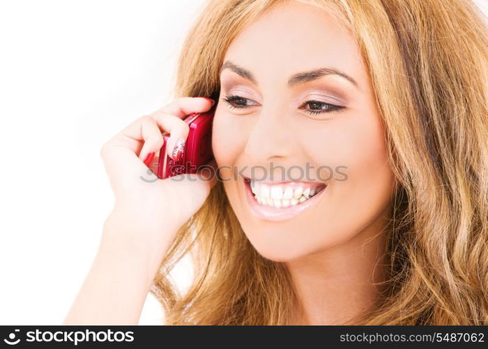 picture of happy woman with cell phone