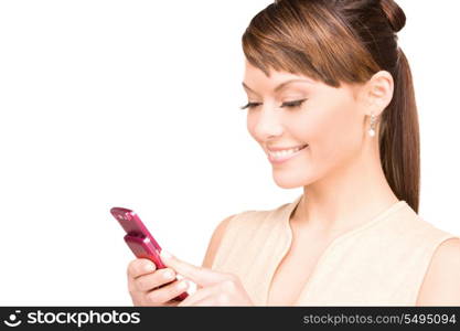 picture of happy woman with cell phone