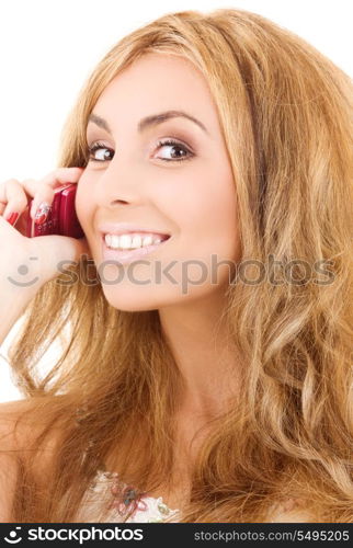 picture of happy woman with cell phone