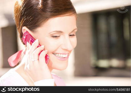 picture of happy woman with cell phone