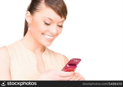 picture of happy woman with cell phone