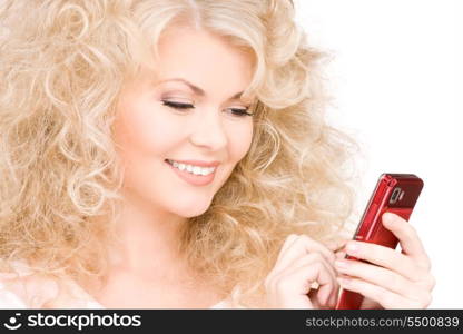 picture of happy woman with cell phone