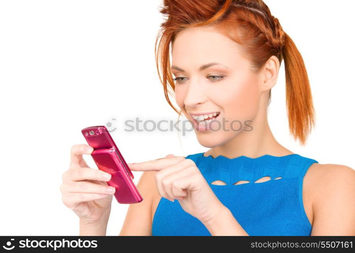 picture of happy woman with cell phone