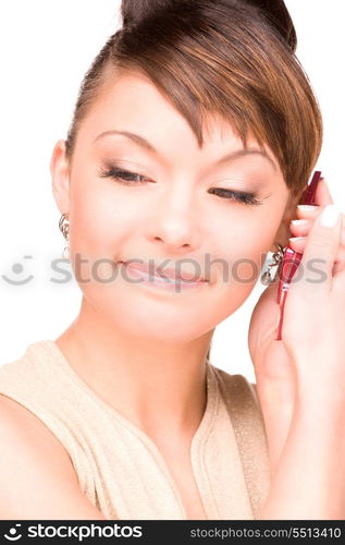 picture of happy woman with cell phone