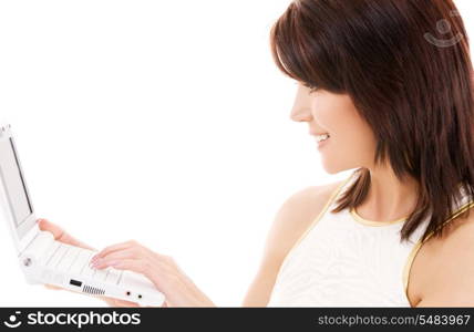 picture of happy woman with laptop computer