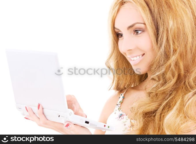 picture of happy woman with laptop computer