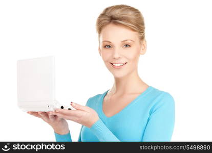 picture of happy woman with laptop computer