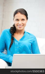 picture of happy woman with laptop computer