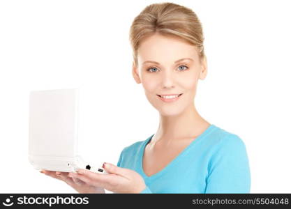 picture of happy woman with laptop computer