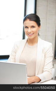 picture of happy woman with laptop computer