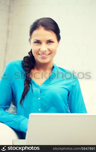 picture of happy woman with laptop computer.. happy woman with laptop computer