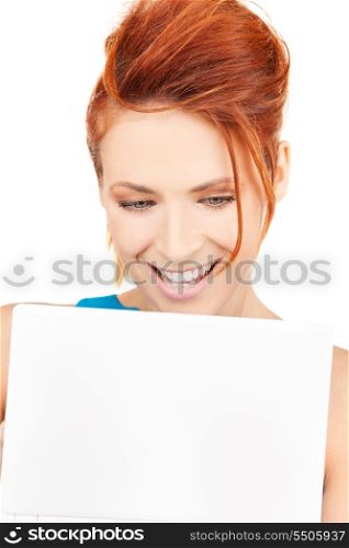 picture of happy woman with laptop computer&#xA;