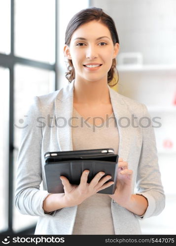 picture of happy woman with tablet pc computer