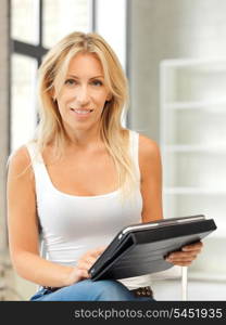 picture of happy woman with tablet pc computer