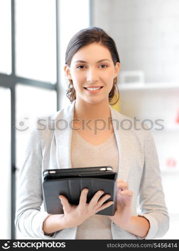 picture of happy woman with tablet pc computer