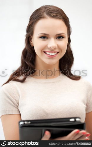 picture of happy woman with tablet pc computer