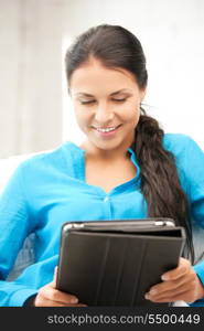 picture of happy woman with tablet pc computer