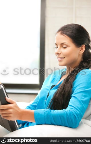 picture of happy woman with tablet pc computer