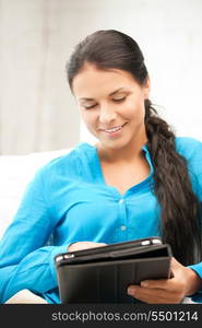 picture of happy woman with tablet pc computer