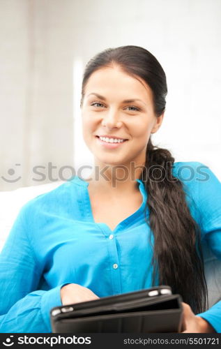 picture of happy woman with tablet pc computer