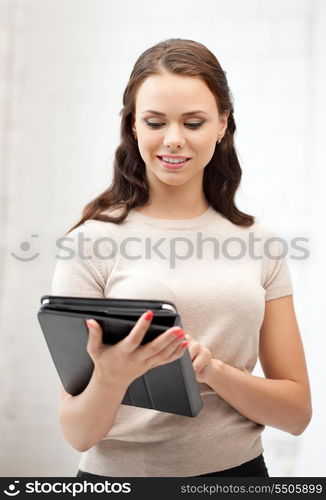 picture of happy woman with tablet pc computer