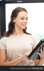 picture of happy woman with tablet pc computer