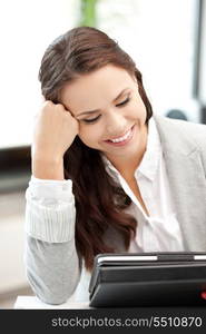 picture of happy woman with tablet pc computer