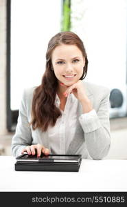 picture of happy woman with tablet pc computer