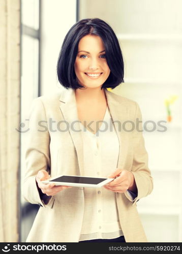 picture of happy woman with tablet pc computer. happy woman with tablet pc computer