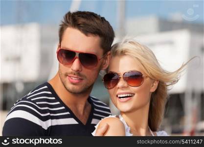 Picture of happy young couple in port